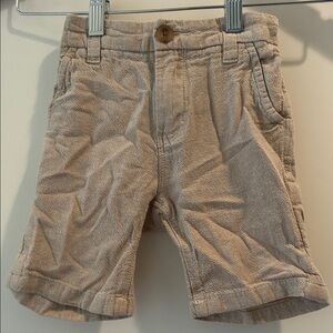 Next Linen blend beige Shorts zip fly button adjustable elastic waist size 3yrs